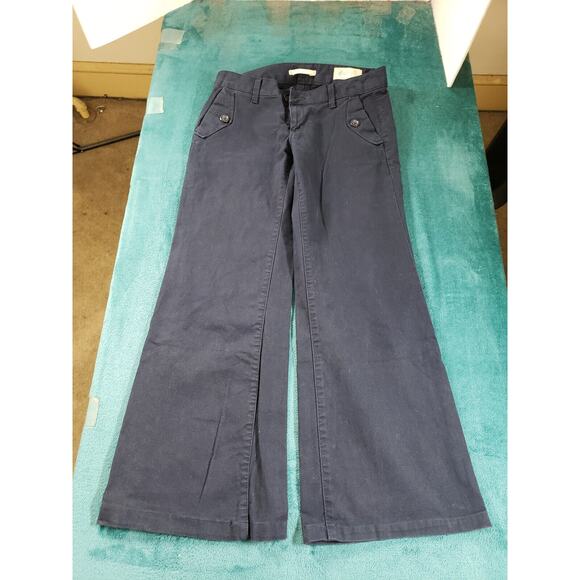 Gap Pants Sz 8 Womens Blue Stretch Chino Khaki Mid Rise Ladies Flared Wide Leg - Picture 2 of 12